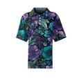 thumbnail image 4 of Plus Size Women Waffle Knit Fall Tops Hawaiian Button Down Shirts for Women Polo Shirts Long Sleeve V Neck Loose Fit Tun, 4 of 5