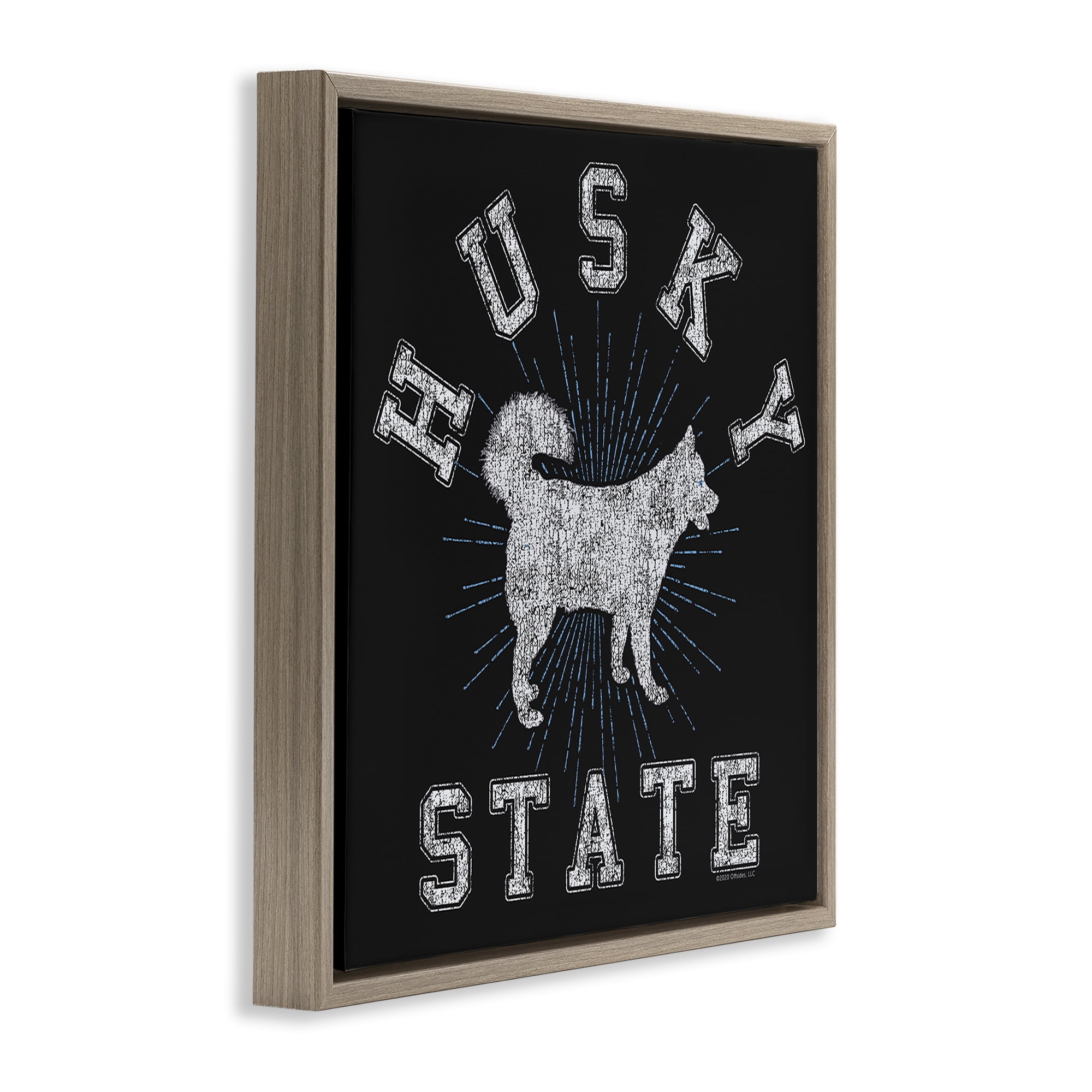 Stupell Industries Vintage Husky State Novelty & Humor Painting Brown Floater Framed Canvas Art Print Wall Art, 25 x 25