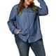 thumbnail image 1 of Camisa de mezclilla de mujer de tallas grandes Agnes Orinda con botones y mangas largas y bolsillo 1X Azul, 1 of 8
