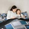 thumbnail image 5 of Homewish Patchwork Geometric Checkered Bedding Comforter Set,Classic Grid Twin Comforter Sets,Gray Blue Bedding Set For Men Women,Super Cozy Room Decor Reversible,2pcs, 5 of 8