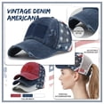 thumbnail image 2 of American Flag Hat Women 250 Anniversary USA Hat 4th of July Patriotic Ponytail Hats Baseball Cap with Ponytail Hole(Red), 2 of 6