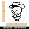 thumbnail image 2 of Nervous Baby Chicken Cowboy Rodeo Lasso Chick Self-Inking Rubber Stamp for Stamping Ink Stamper Crafting Planners - 1 inch Medium - Yellow Ink, 2 of 7