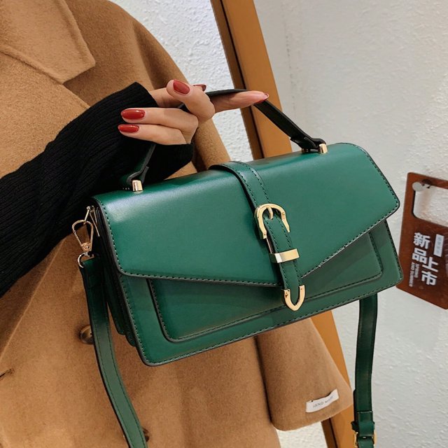 LNGOOR Buckle Decor Crocodile Embossed Square Bag