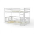 thumbnail image 3 of Pemberly Row Modern Solid Wood Twin Over Twin Bunk Bed with Guardrail in White, 3 of 10