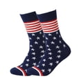 thumbnail image 5 of Independence Day 250th Anniversary Men's American Flag Crew Socks, Patriotic Stars and Stripes Color Block Striped Mid-Calf Athletic Dress Socks #0625 Dark Blue, 5 of 7