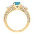 thumbnail image 2 of 2.33 ct Round Cut Simulated Turquoise 3 Stone 18K Yellow Gold Womens Engagement Ring, 2 of 3