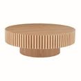 thumbnail image 5 of 39.37'' Round Coffee Table, Wood End Table for Living Room, Modern Contemporary Circle Fluted Drum Side Table, Easy Assembly for Small Space, Natural Ash, 5 of 7