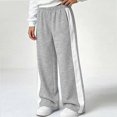 thumbnail image 5 of HAOTAGS Girls Sweatpants (5-15) Wide Leg Elastic Waist Pockets Side Stripe Track Pants Gray Size 7, 5 of 9