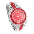thumbnail image 2 of Watch on and Bust Down The Wrist with Lotta of The Whitest and Colorful Crysal Clear Flawless Baquettes! Newest Bling'ed Out Charles Raymond Timepiece - ST10377S Blood Red, 2 of 3