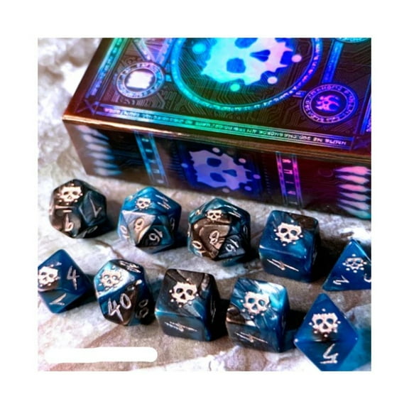 Infinite Black Poly Set - The Grimm Cyan and Black w/Silver (10) New
