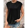 thumbnail image 4 of Inadays Womens Summer Tops 2023 Crew Neck T Shirts Cap Sleeve Blouses Summer Solid Color Basic Tops Casual Loose Fitting Tee, Black, M, 4 of 8