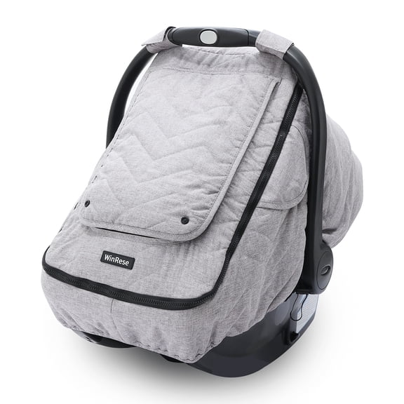 WinRese Baby Car Seat Cover - 3-Layer Thick Fabric, Waterproof, Breathable Mesh Window - Windproof & Snow Blocking, Keep Baby Warm in Winter - Universal Fit for Infant Car Seat and Carrier