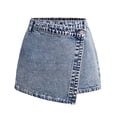 thumbnail image 6 of Girl's Jean Skorts Vintage Y2K Denim Skort Elastic Waist Denim Skirt with Shorts Underneath Summer Casual A Line Mini Jean Skirts with Pockets, 6 of 9