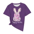 thumbnail image 4 of WHLBF Womens Tops Easter Bunny Printing Short Sleeved Round Neck Pullover Casual T-Shirt Purple L, 4 of 5