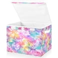 thumbnail image 2 of Iauyy Large Storage Box with Lid - Foldable Home Storage Bins for Clothes Toy Holiday Decor, Rainbow Macaron Color (42*32*30cm), 2 of 6