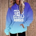 thumbnail image 2 of Jinhomg Novelty Sweatshirt for Women Trendy Gradient Color Letter Print Hoodies Oversized Casual Comfy Thin Fleece Pullover Tops with Kangaroo Pocket Clearance Items for Women Blue S, 2 of 4