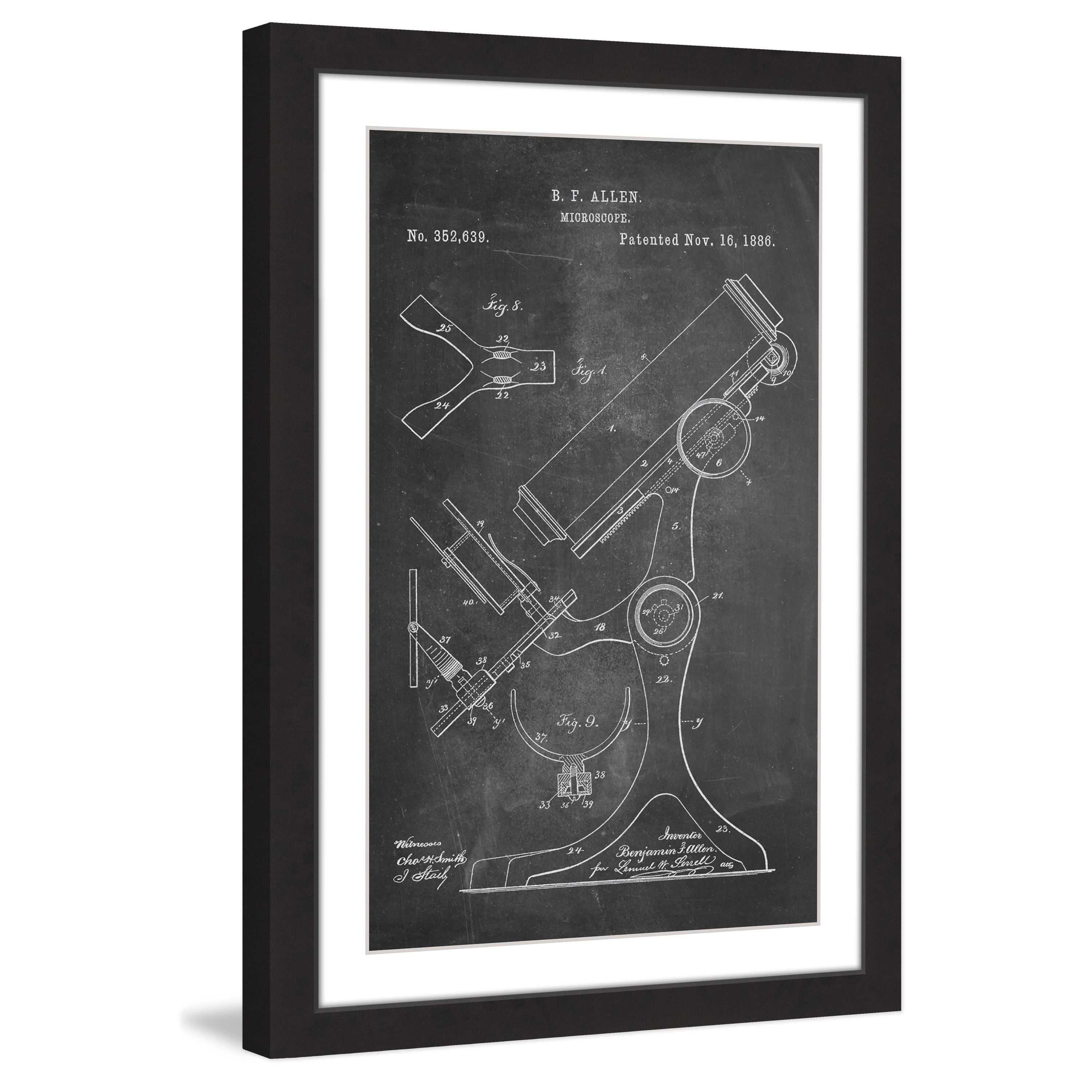 "Microscope 1886 Chalk" Framed Painting Print