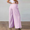 thumbnail image 6 of Women’s Stripe Wide Leg Pants Elastic Waist Drawstring Wide Leg Casual Trousers Summer Lightweight Pants, 6 of 8