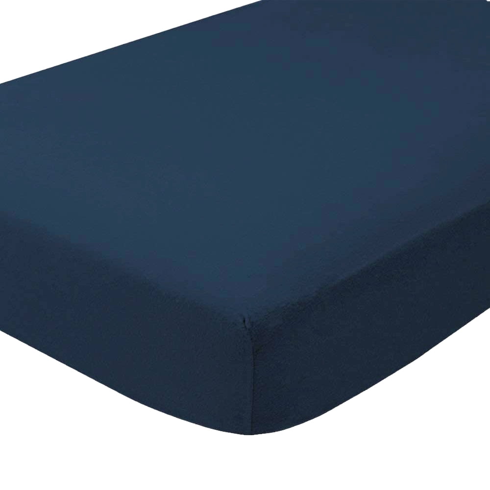 Bare Home 2 Twin XL Flannel Fitted Sheets, 100% Cotton (Split King, Dark Blue)