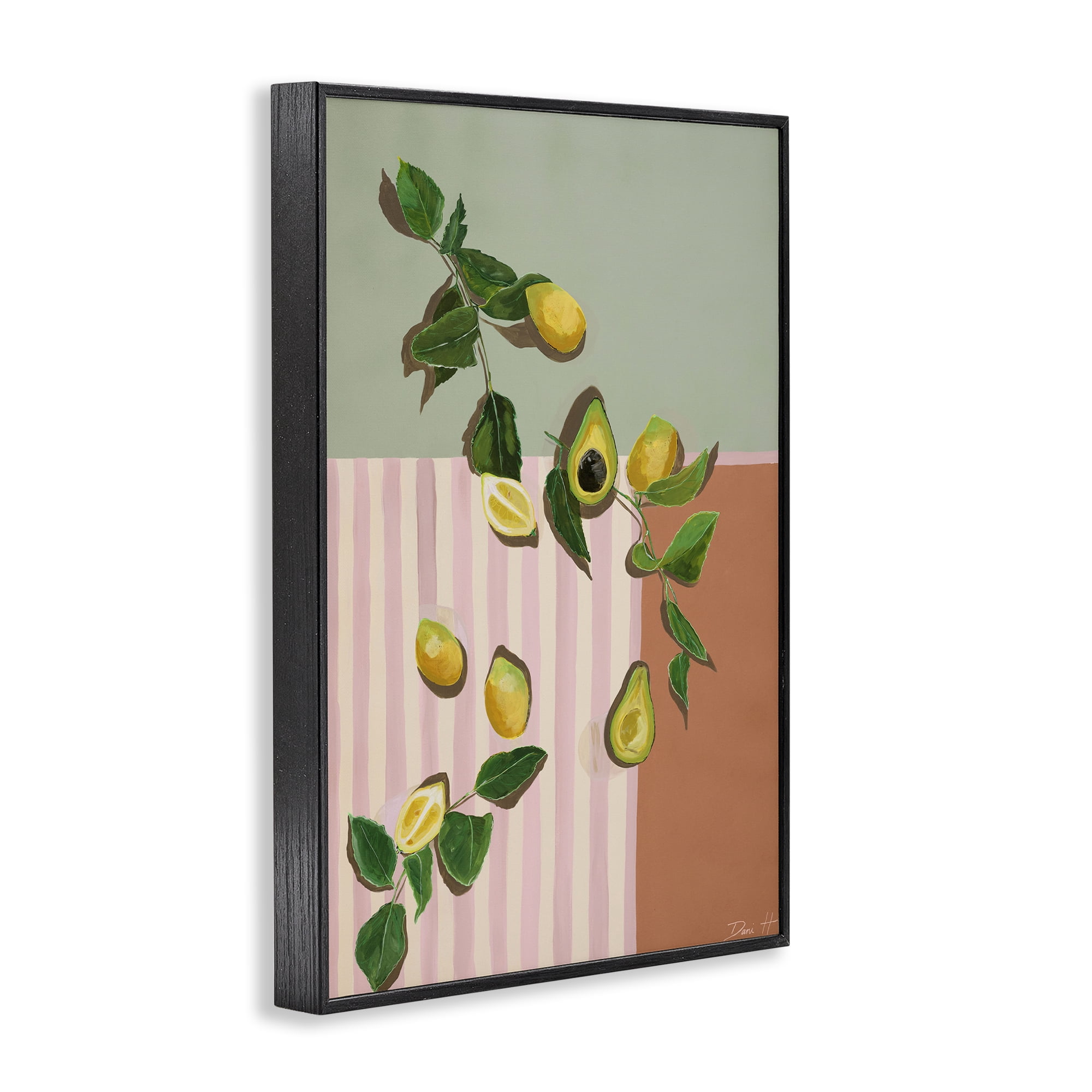 Stupell Industries Midcentury Avocado & Lemons Black Framed Giclee Art, design by Dani Heyward