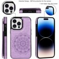 thumbnail image 6 of Design for iPhone 14 Pro Case with Tempered Glass Screen Protector Credit Card Holder Slot, PU Leather Wallet Phone Cases Kickstand Protective Cover for iPhone14pro Women 6.1 inch Purple, 6 of 16
