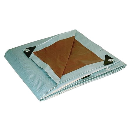 Multi-Purpose Heavy Duty Tarp 10x10 Feet, White Silver/Brown Heavy Duty Tarp