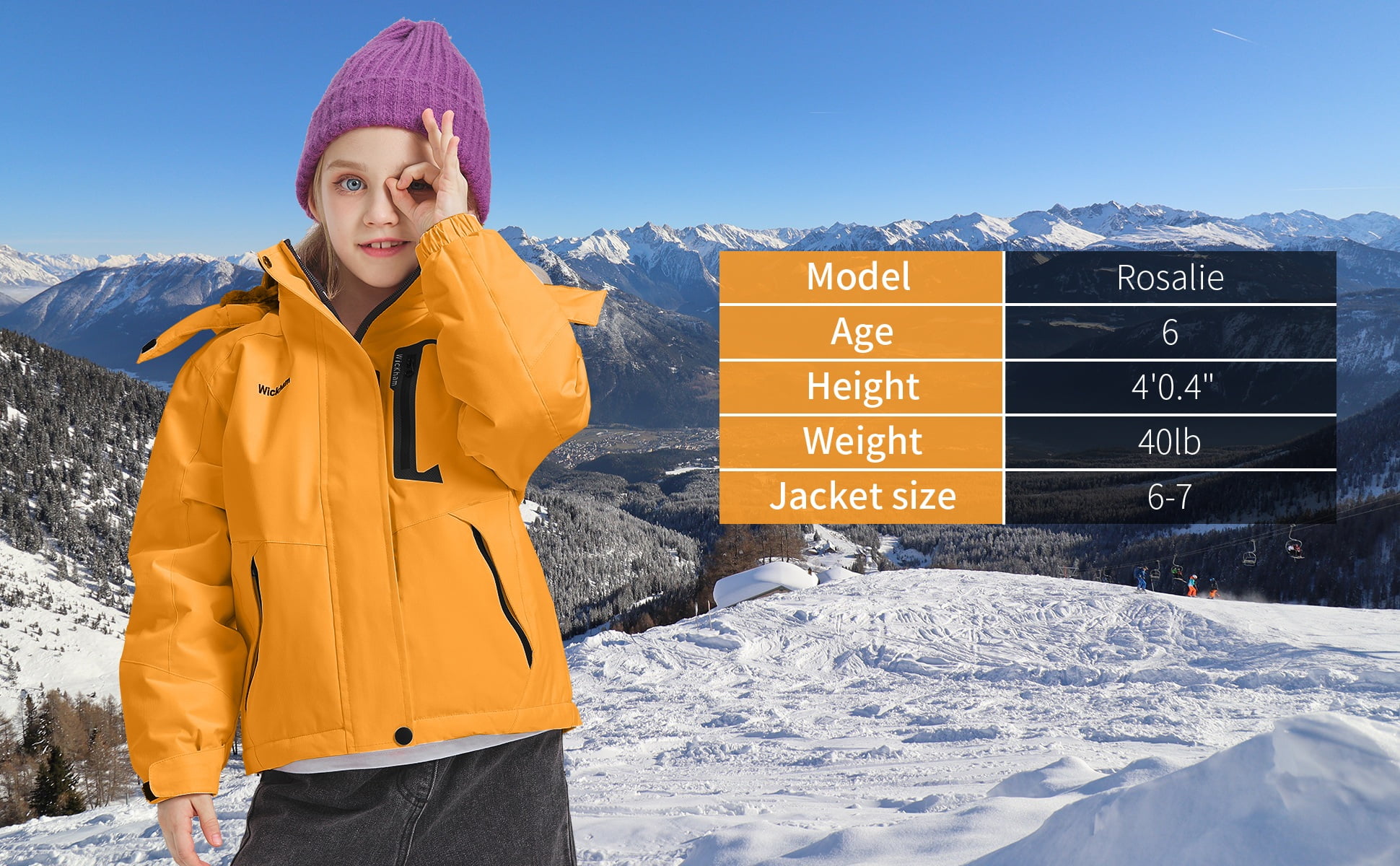 Kids Girls Winter Ski Jacket Fleece Lined Windproof Waterproof Jackets Removable Hood