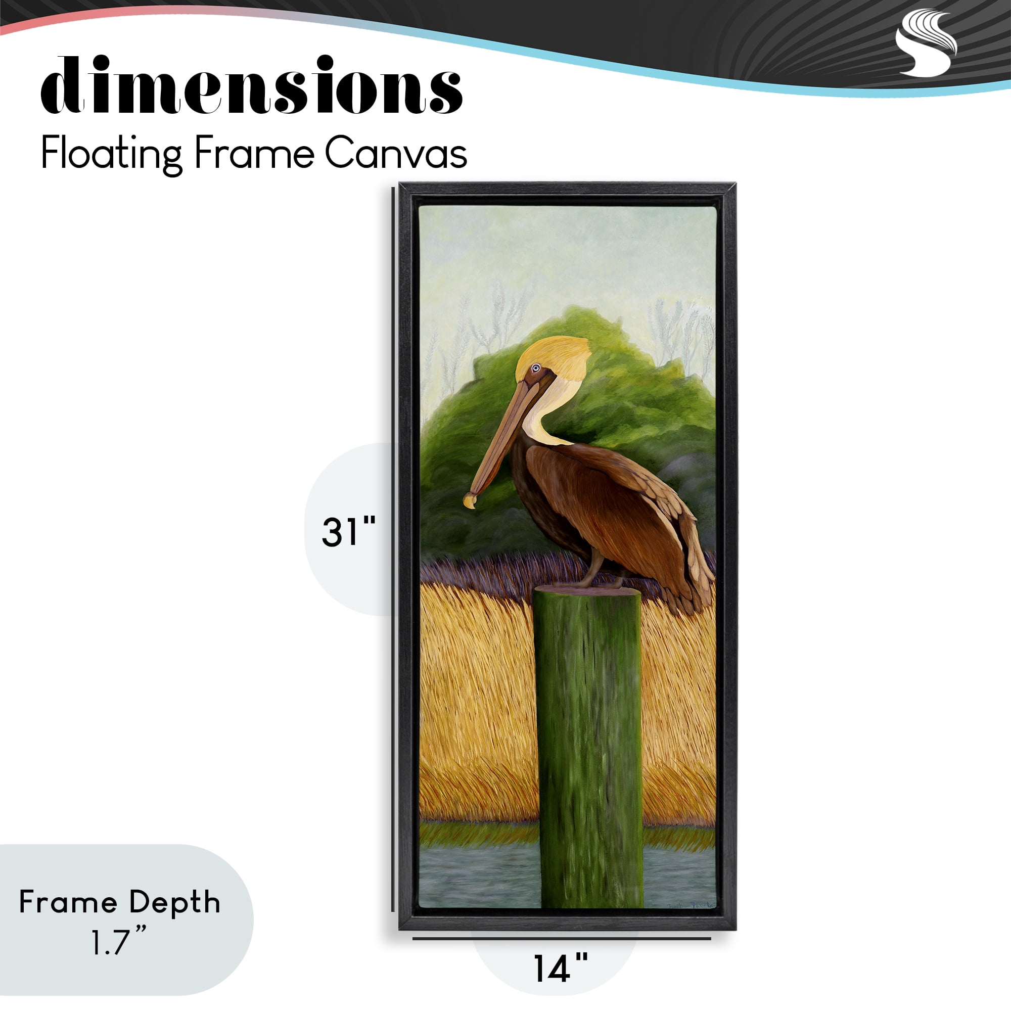 Stupell Industries Perched Blue Eyed Pelican Black Framed Floater Canvas Wall Art, design by Barbara Fallenbaum