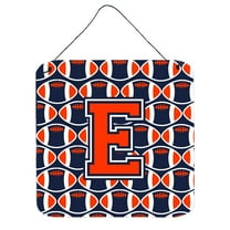 Letter E Football Orange Blue and white Wall or Door Hanging Prints