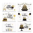 thumbnail image 1 of Tarjetas de cumpleaños Sutjxc doradas de 10 x 15 cm con sobres, paquete de 6, 1 of 8