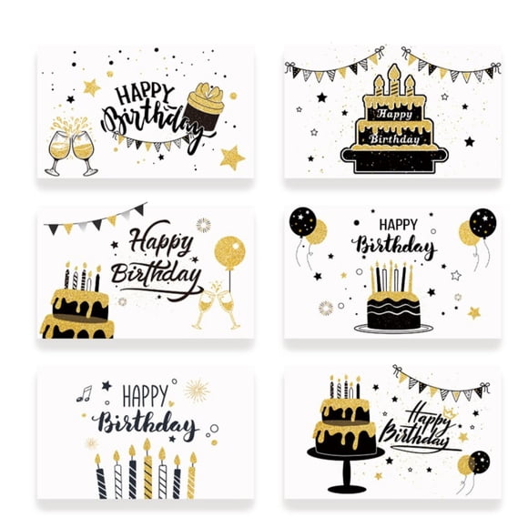 Tarjetas de cumpleaños Sutjxc doradas de 10 x 15 cm con sobres, paquete de 6