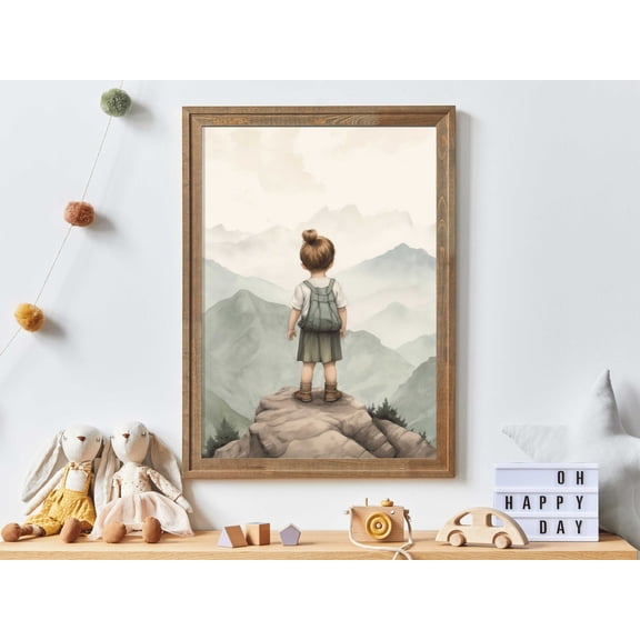 Adventure Toddler Decor, Vintage Nursery Wall Art, Camping & Hiking Themed, Perfect For Girl'S Bedroom Or Playroom, Art Wall Art, Modern Wall Decor, 8x12 UNFRAMED