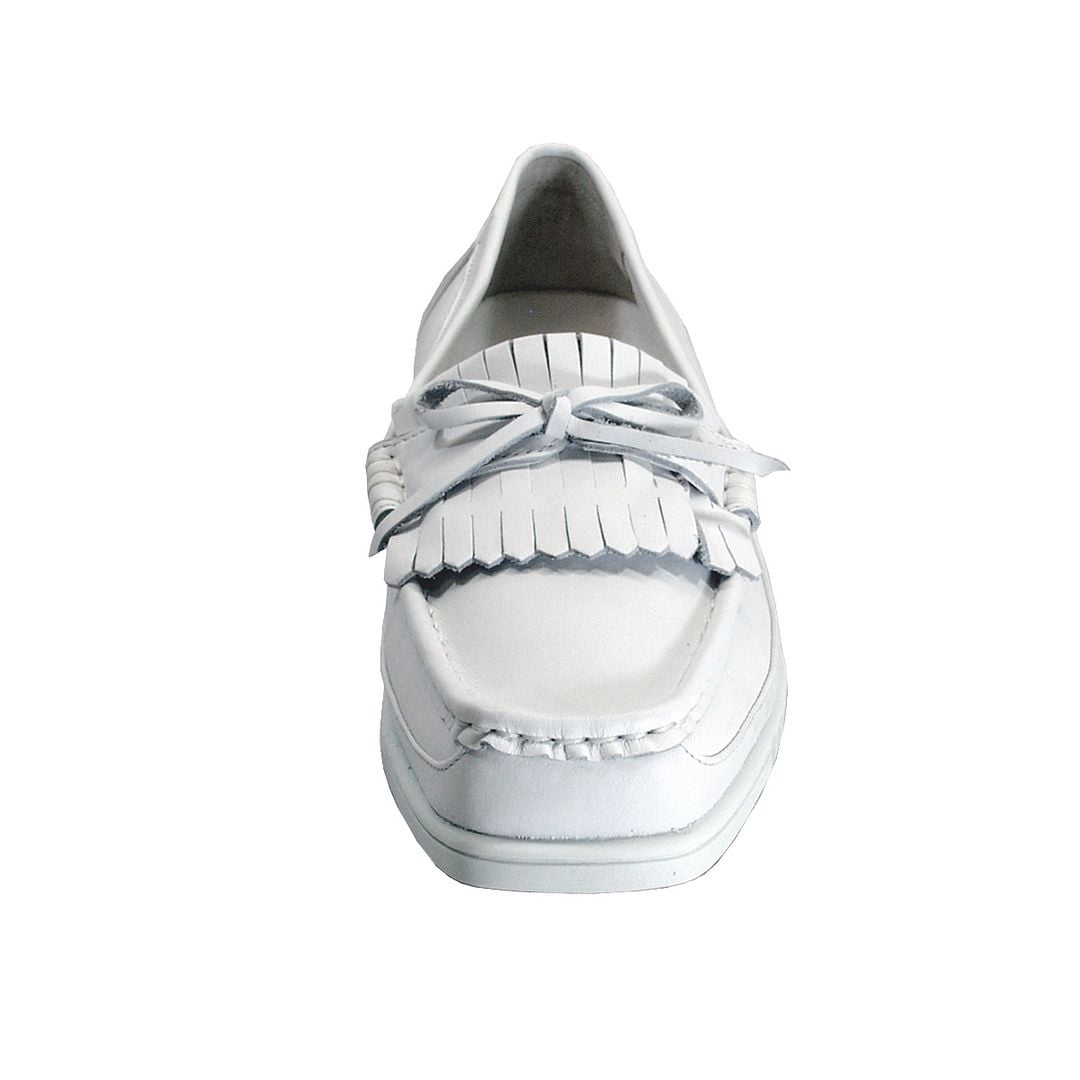 24 HOUR COMFORT Arlette Wide Width Moccasin Design Leather Loafers WHITE 5