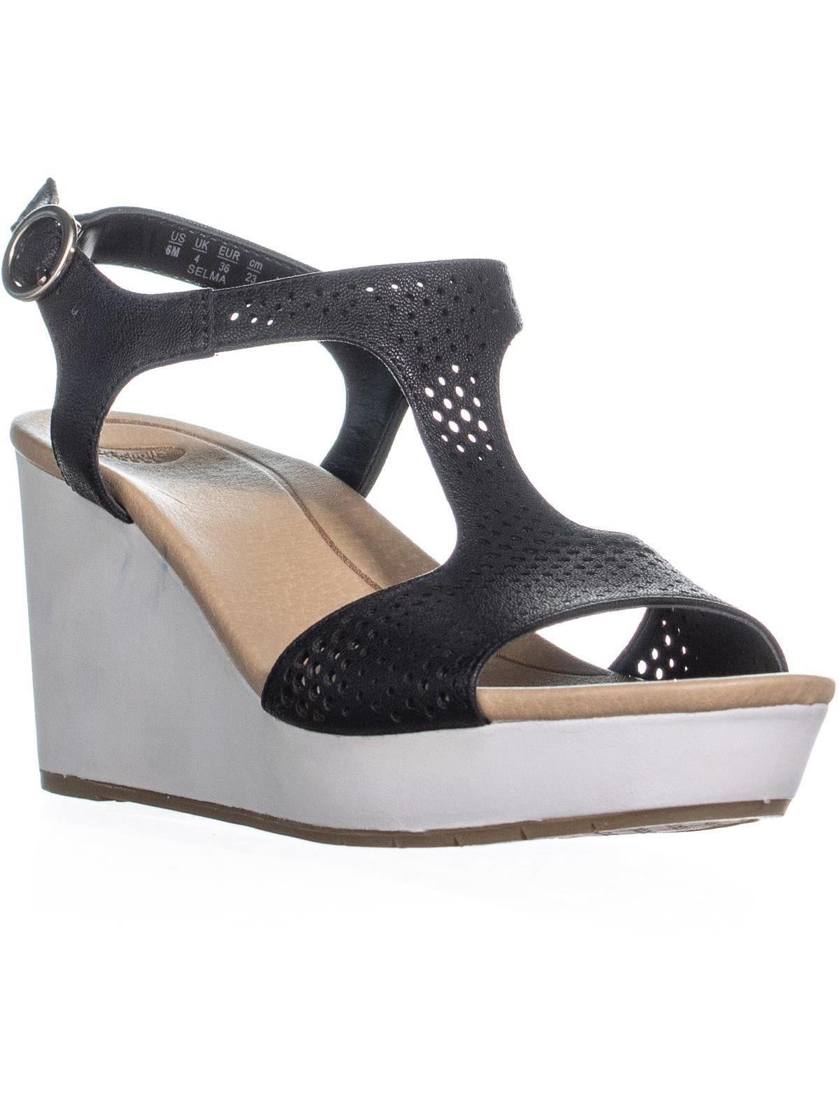 Dr. Scholl's Shoes - Womens Dr. Scholl's Selma Ankle Strap Wedge Sandals , Black , 6 US / 36 EU 