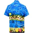 thumbnail image 2 of HAPPY BAY Men's Hawaiian Shirts Short Sleeve Button Down Shirt Men's Hawaii Shirts Boho Holiday Casual Summer Beach Shirts for Men Funny L Sunset Palm, Blue, 2 of 7