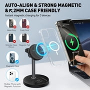 Cshidworld 3 in 1 Wireless Charger for Multple Devices, 15W Fast Magnetic Charging Station for iPhone 17 16e 15 14 13 12 Pro Max, Charging Stand for iWatch 11 10 9 8 7 6 5 4 3 Ultra AirPod 2 3 4 Pro