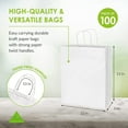 thumbnail image 4 of Prime Line Packaging White Gift Bags, Medium Gift Bags Bulk, Paper Bags with Handles 10x5x13 100 Pack, 4 of 9