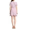 thumbnail image 3 of INSPIRE CHIC Women's Solid Peter Pan Collar Ruffle Hem Belted Short-Sleeve Mini Dress XS Light Purple, 3 of 6