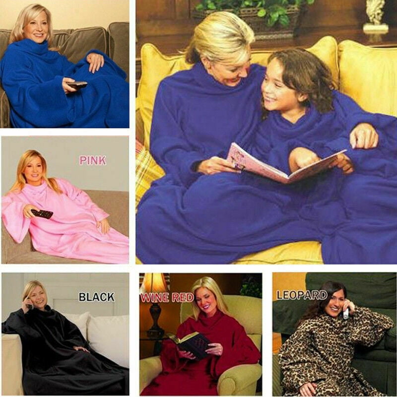 The Original Wearable Blanket That Has Sleeves Warm Cozy Super Soft Fleece Functional Blanket With Sleeves Pockets For Adult Women Men As Seen On Tv Pink Walmart Com Walmart Com