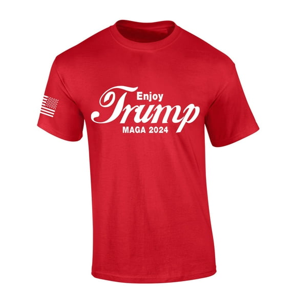 Trenz Shirt Company Enjoy Trump Maga 2024 Short Sleeve Flag Mens Graphic T-Shirt-Red-4xl