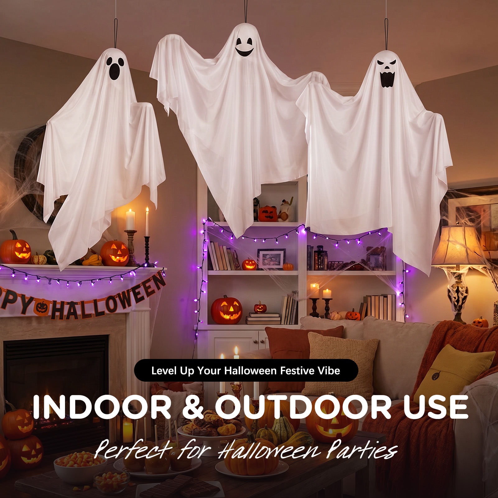 Ayieyill 3-Pack Cute Hanging Ghost Decorations photo 5