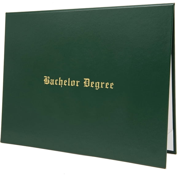 Leather Degree Cover Green, 11x14 Large Size | Holder with Metallic Foil | for Bachelor Degree, Certificates and Master