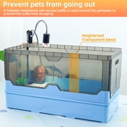 Turtle Tank Kit Complete Turtle Habitat with Advanced Filtration, Waterfall Play, Multi-Zone Living, Heat Lamp,Easy Water Change for Turtle Aquarium and Hermit Crab Tank(Blue,18 In)