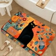thumbnail image 5 of 1pc Black Cat with Floral Absorbent Non-Slip Bathroom Thickened Flannel Rug Decor,Soft,Quick Drying,Suitable For Indoor/outdoor Use,Bathrooms,Bedrooms,Kitchens,Terrace,Laundry Rooms,16"x24", 5 of 9
