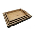 thumbnail image 2 of 20, 18, 16 Inch Set of 3 Wood Serving Trays, Tree Bark Accent, Natural Brown, 2 of 5