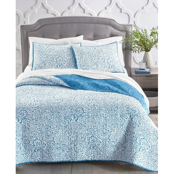 Charter Club Painted Floral Cotton Quilt, King,