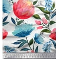 thumbnail image 1 of Soimoi Crepe Silk Fabric Leaves & Floral Artistic Printed Fabric 1 Yard 42 Inch Wide, 1 of 3