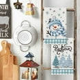 thumbnail image 3 of Beige Blue Xmas Tree Snowman Christmas Kitchen Towels Dish Towels, 18x26 Inch Holiday Bird Believe Winter Decoration Hand Towels Set of 2, 3 of 6