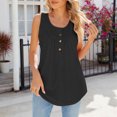 thumbnail image 4 of successthop Womens Tank Tops Loose Fit Summer Tunic Solid Eyelet Embroidery Button Up Curvy Hem Shirts Sleeveless Tees Blouse Scoop Neck Tshirts Loose Fit Pullovers Clothes, 4 of 5