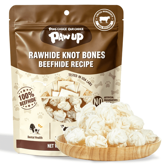 PAWUP Dog Chews Beef Hide Rawhide Bones for Medium & Large Dogs, 3.6 oz Bag
